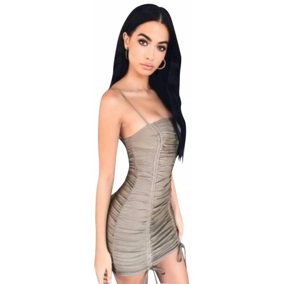 Tiger Mist Zion olive green dress scrunch cami bodycon mini - Picture 3 of 7